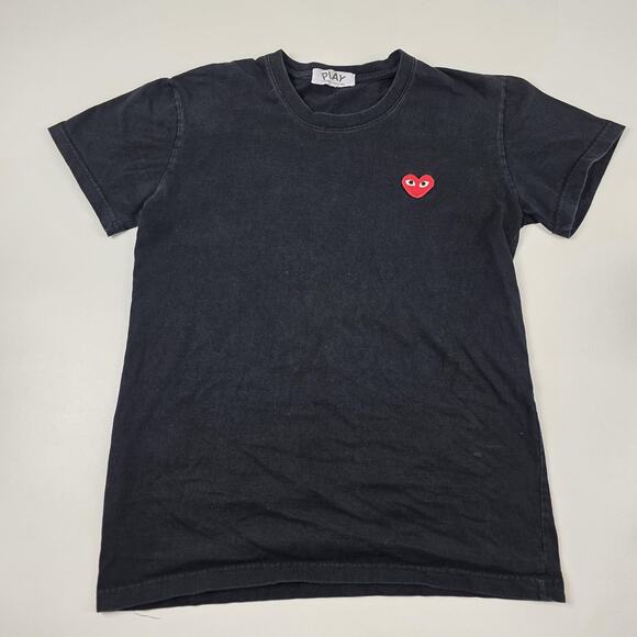 Comme des Garcons Play Shirt Mens Small Black Red Heart Made in Japan AZ-T214 - Picture 1 of 10